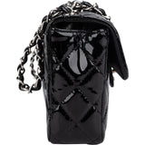 Chanel Quilted Patent Leather East West Single Flap Shoulder Bag