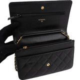 Chanel Quilted Caviar Leather Wallet On Chain Crossbody Bag
