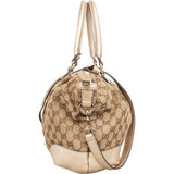 Gucci Monogram GG Canvas Metallic Leather Sukey Handbag