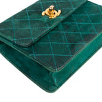 Chanel Stitching Suede 24K Gold Mini Single Flap Crossbody Bag - vintageandkickz
