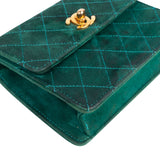 Chanel Stitching Suede 24K Gold Mini Single Flap Crossbody Bag - vintageandkickz