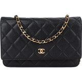 Chanel Quilted Caviar Leather Wallet On Chain Crossbody Bag