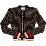 Gucci Pearl Buttons Multicolor Lurex Crochet Knit Cardigan (S)