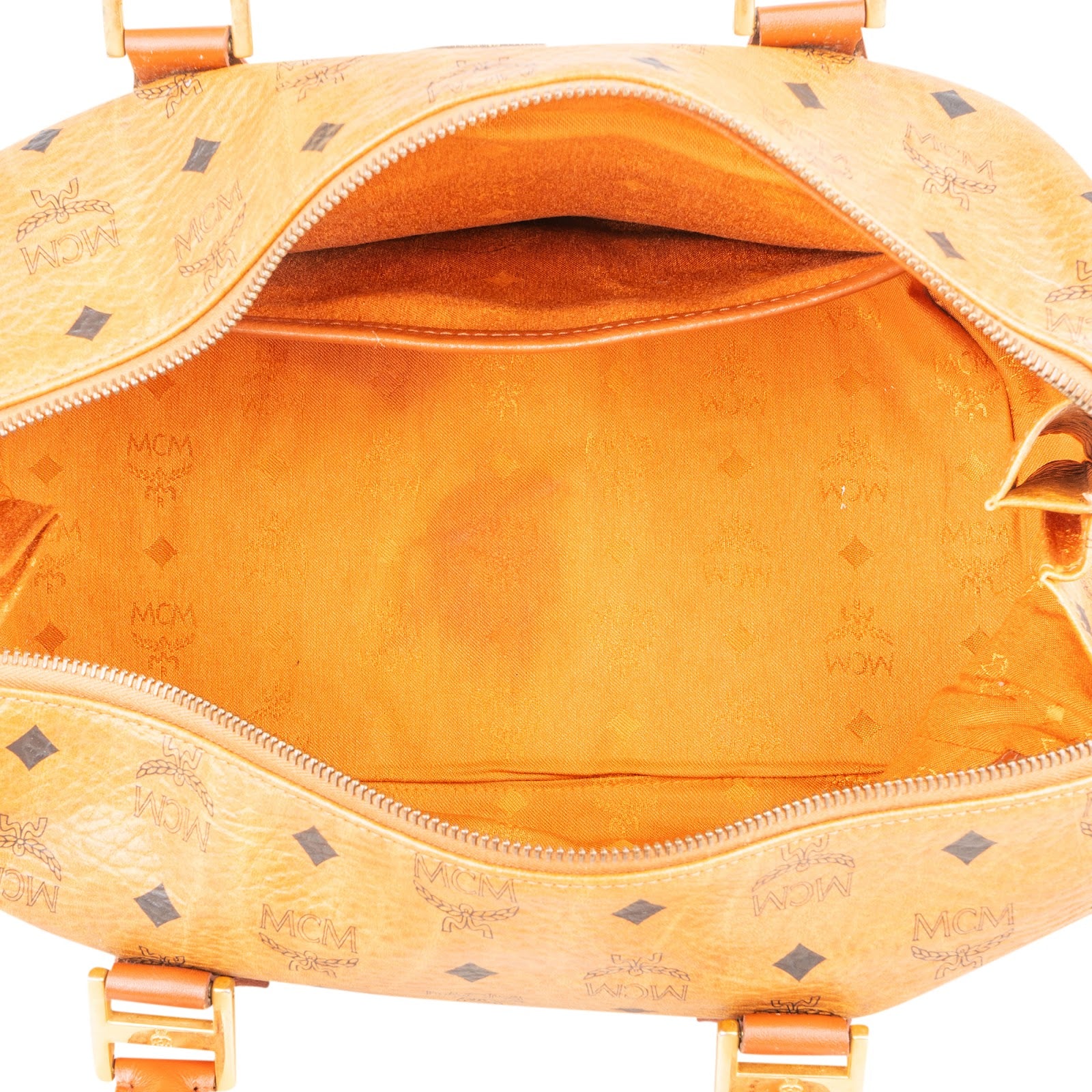 MCM Monogram Visetos Boston Handbag - vintageandkickz