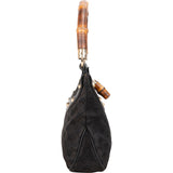 [🔄️B09 / F15] Gucci Monogram Black GG Canvas Bamboo Studded Hobo Handbag - vintageandkickz
