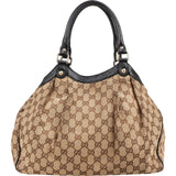 Gucci Monogram GG Canvas Brown Guccissima Leather Sukey Handbag