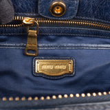 Miu Miu Vitello Shine Leather Gathered Drawstring Satchel Handbag