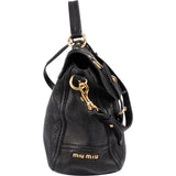 Miu Miu Pebbled Leather Turnlock Satchel Handbag