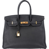 Hermès Noir Veau Togo Leather Gold Birkin 35 Handbag