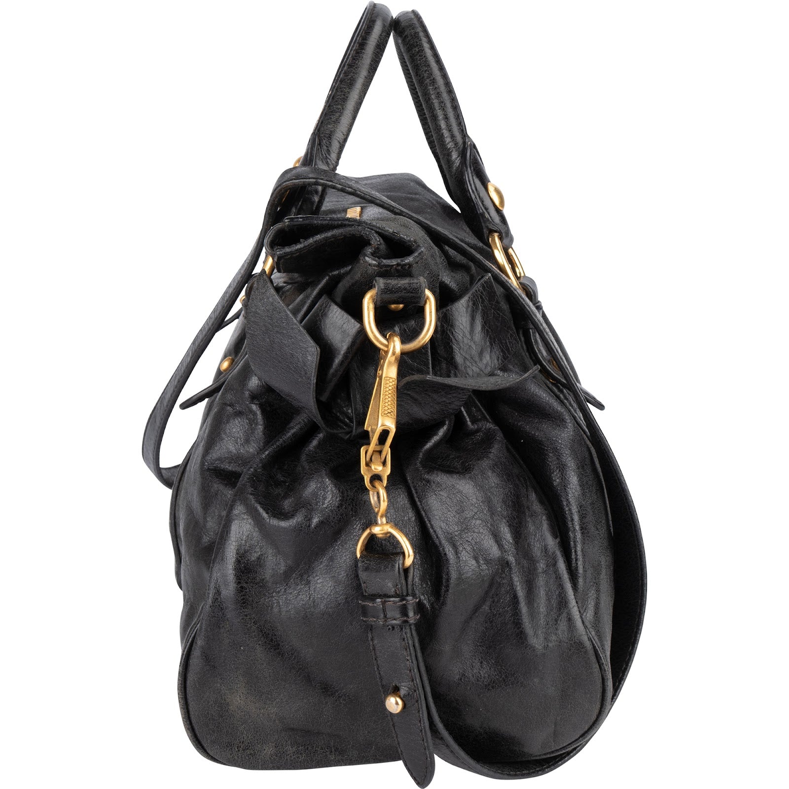 Miu Miu Vitello Lux Leather City Handbag - vintageandkickz