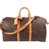 Louis Vuitton Monogram Canvas Keepall 50 Bandoulière Travel Bag