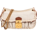Miu Miu Linen Studded Fringe Small City Coffer Shoulder Crossbody Bag