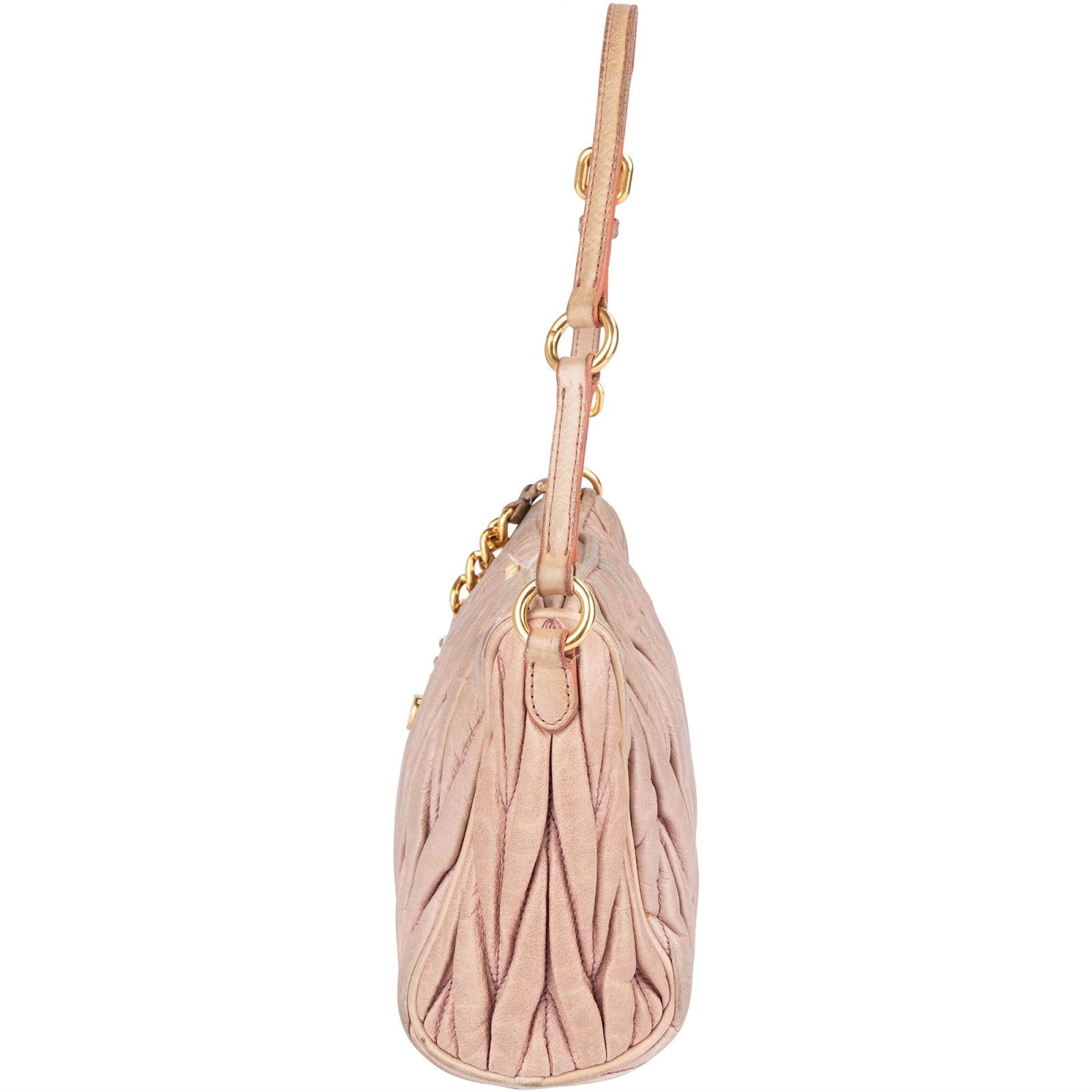 Miu Miu Matelassé Nappa Leather Padlock Shoulder Bag - vintageandkickz