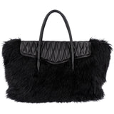 Miu Miu Faux Fur Matelassé Nappa Leather Tote Handbag