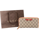 Gucci Monogram GG Supreme Bow Zip Around Wallet
