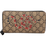 Gucci Monogram GG Supreme Kingsnake Zip Around Wallet