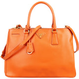 Prada Orange Saffiano Leather Galleria Tote Handbag