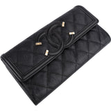 Chanel Quilted Caviar Leather CC Filigree Flap Wallet