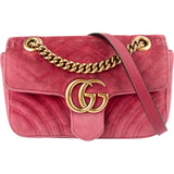 Gucci Matelassé Velvet GG Marmont Small Crossbody Bag