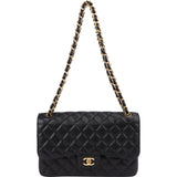Chanel Quilted Caviar Leather Jumbo Double Flap Crossbody Bag