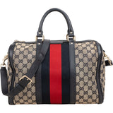 Gucci Monogram GG Canvas Web Stripe Boston 30 Handbag