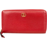 Gucci Grained Leather GG Marmont Zip Around Wallet