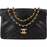 Chanel Chevron Lambskin Single Flap Crossbody Bag
