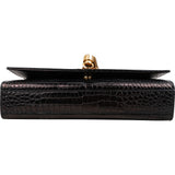 Saint Laurent Croc-Embossed Leather Kate Tassel Chain Crossbody Bag