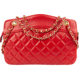 Chanel Red Quilted Lambskin Vintage Shoulder Bag