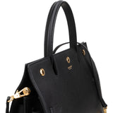 Burberry Black Grained Leather Medium Title Tote Handbag