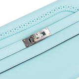 Hermès Bleu Atoll Swift Leather Kelly Ghillies Wallet