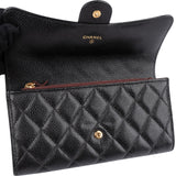 Chanel Quilted Caviar Leather Classic Flap Wallet