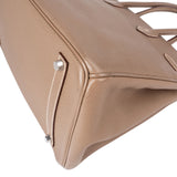 Hermès Etoupe Clemence Leather Palladium Birkin 35 Handbag