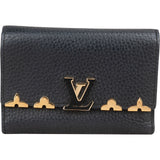 Louis Vuitton  Noir Taurillon Leather Capucines Flower Compact Wallet
