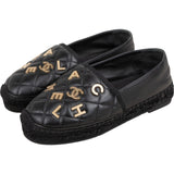 Chanel Quilted Lambskin Letter Emblem Espadrilles (36)