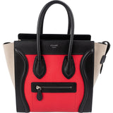 Céline Tricolor Grained Smooth Calfskin Suede Luggage Handbag