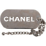 Chanel Silver Tone Dog Tag Keychain