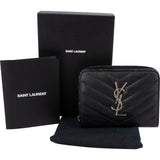 Yves Saint Laurent Grained Matelassé Leather Portefeuille Famme Compact Zip Around Wallet