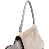 Céline Taupe Croc-Embossed Suede & Leather Trapeze Handbag