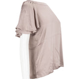Cartier Taupe Satin Look Ruffle T-Shirt (FR38)