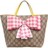 Gucci Monogram GG Supreme Children's Tote Bow Handbag