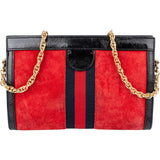 Gucci Suede Patent Leather Ophidia Shoulder Crossbody Bag