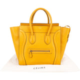 Céline Yellow Drummed Calfskin Luggage Tote Handbag
