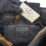 Prada Black Vitello Daino Leather Large Tote Handbag