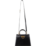 Salvatore Ferragamo Black Leather Calfskin Gancini Top Handle Handbag