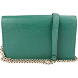 Gucci Pebbled Leather Interlocking GG Wallet On Chain Crossbody Bag
