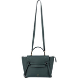 Celine Dark Green Grained Calfskin Belt Nano Handbag