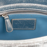 Christian Dior Metallic Silver Leather Small Lady Dior ABC Handbag