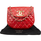 Chanel Quilted Lambskin Half Moon Single Flap Crossbody Bag