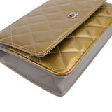 Chanel Ribbed Metallic Patent Leather Wallet On Chain Crossbody Bag - vintageandkickz